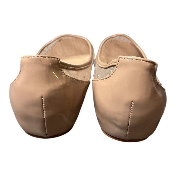 Beige Crystal Embellished Mesh Follis Strass Ballerina Flats - Picture 10 of 12